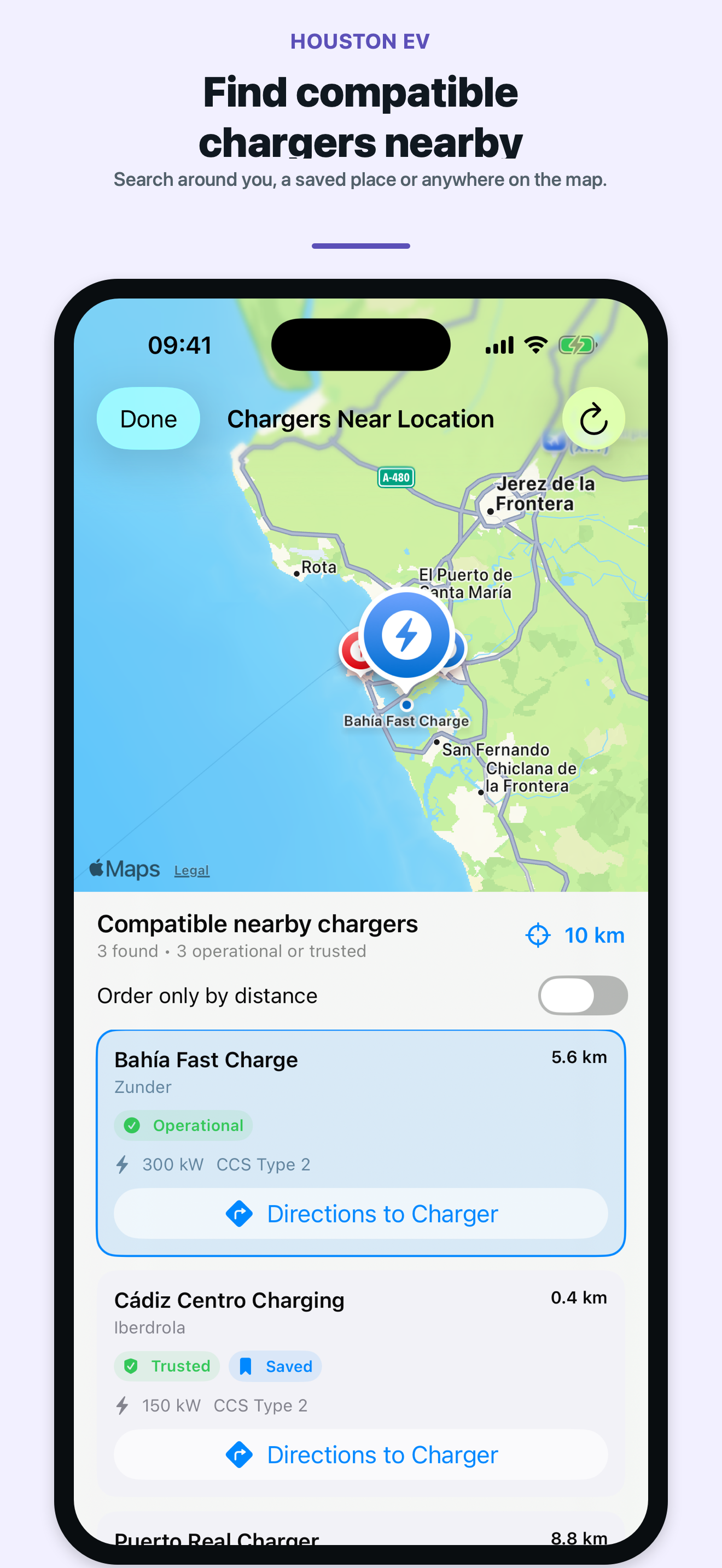 Compatible nearby charger search in HOUSTON EV