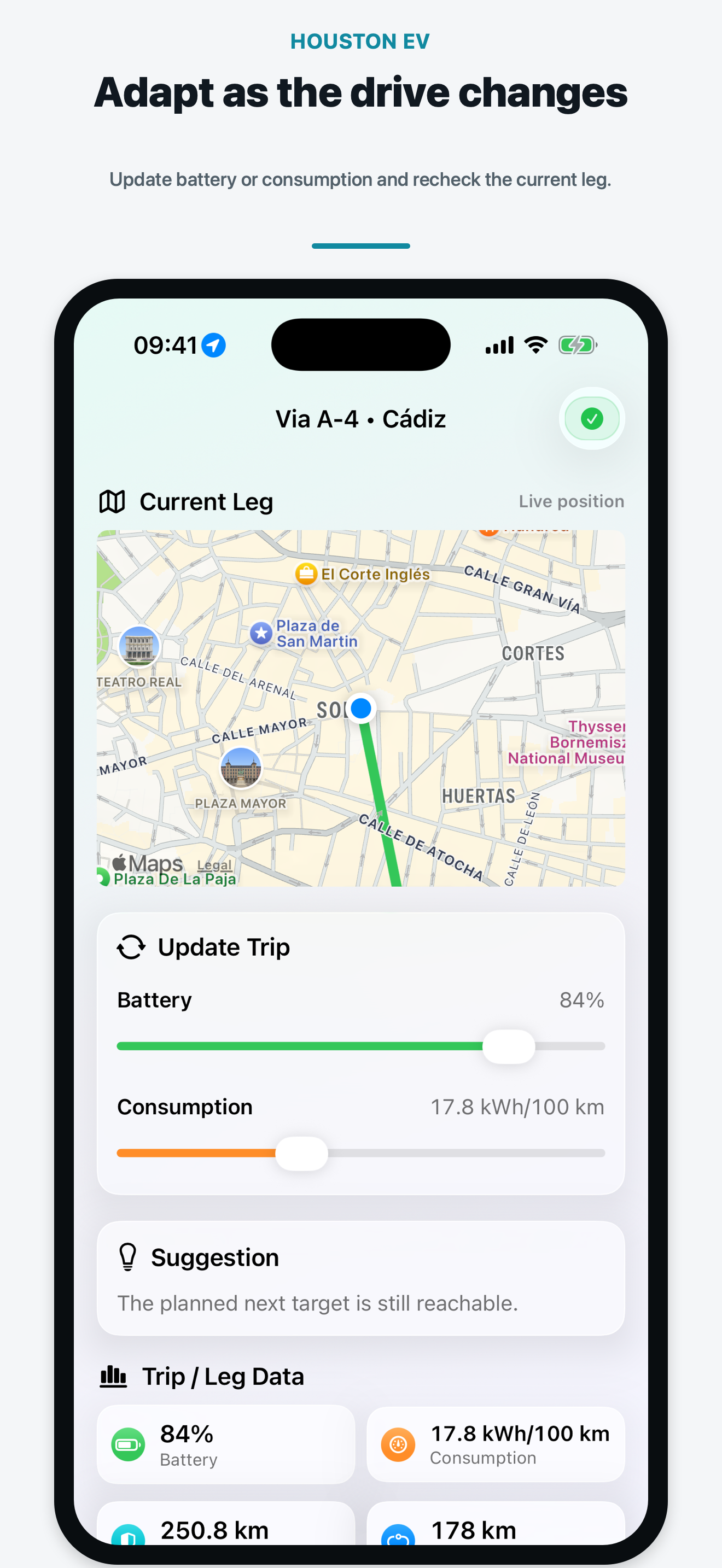 Active-trip adjustments in HOUSTON EV