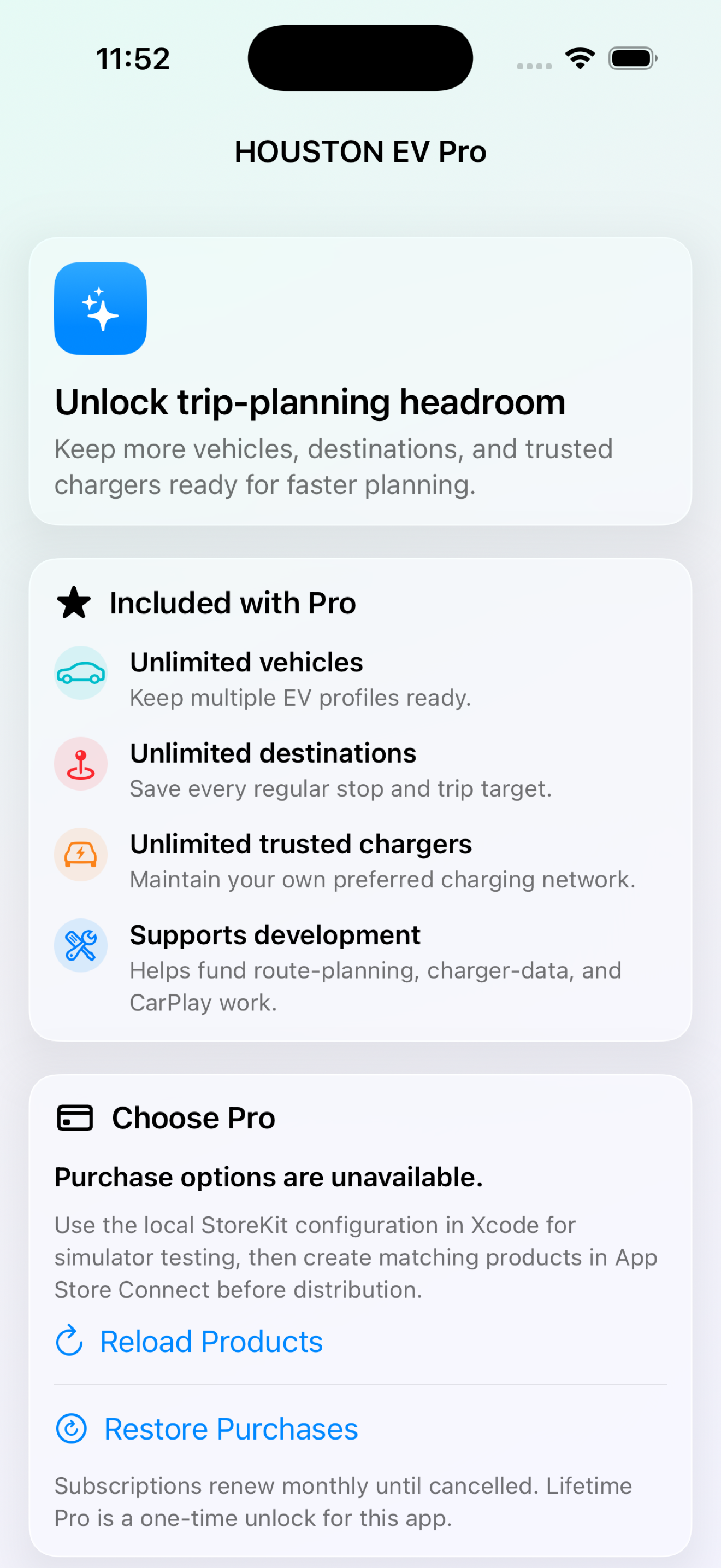 HOUSTON EV Pro screen